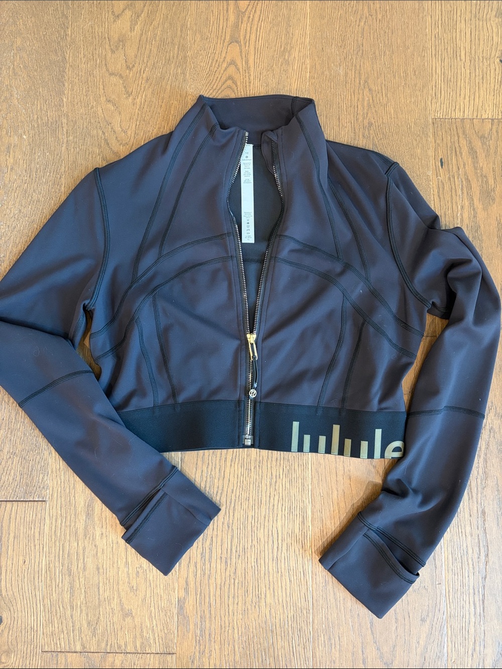 Lululemon Black Cropped Define Jacket with Gold Zip